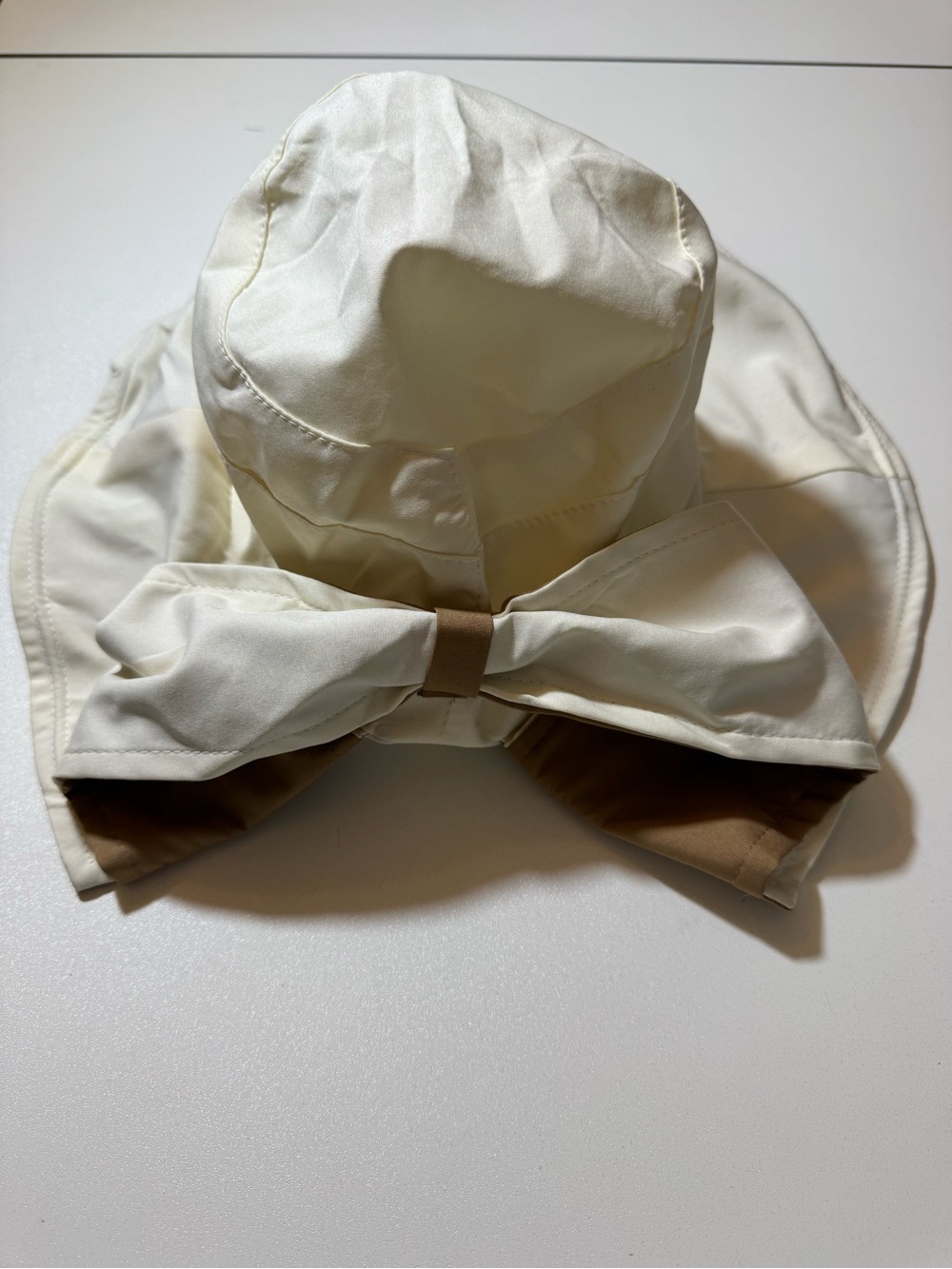 Cream Sun Hat with Tan Bow